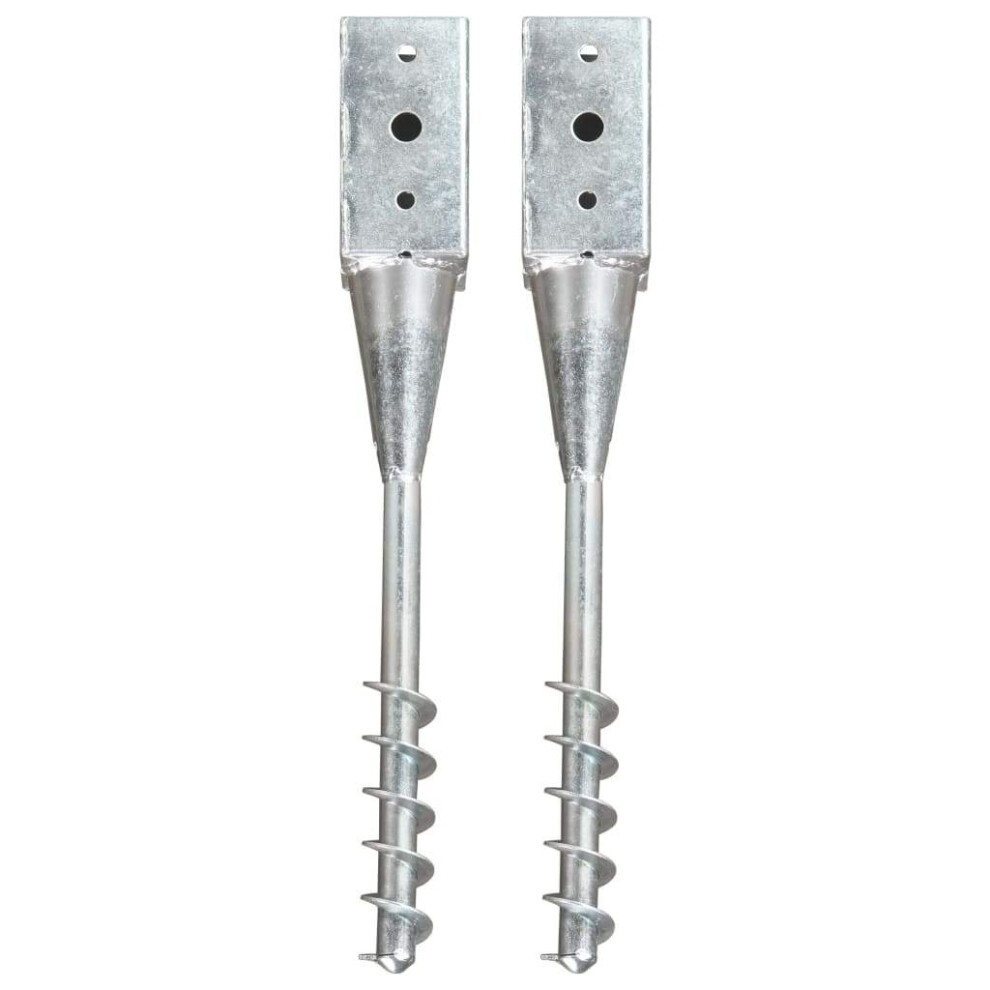 vidaXL  Ground Spikes 2 pcs Silver 10x10x57 cm Galvanised Steel