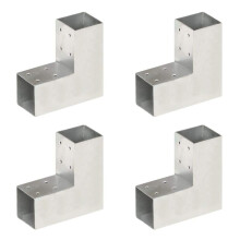 vidaXL 4x Post Connectors L Shape Galvanised Metal 71x71mm Wood Beams Support