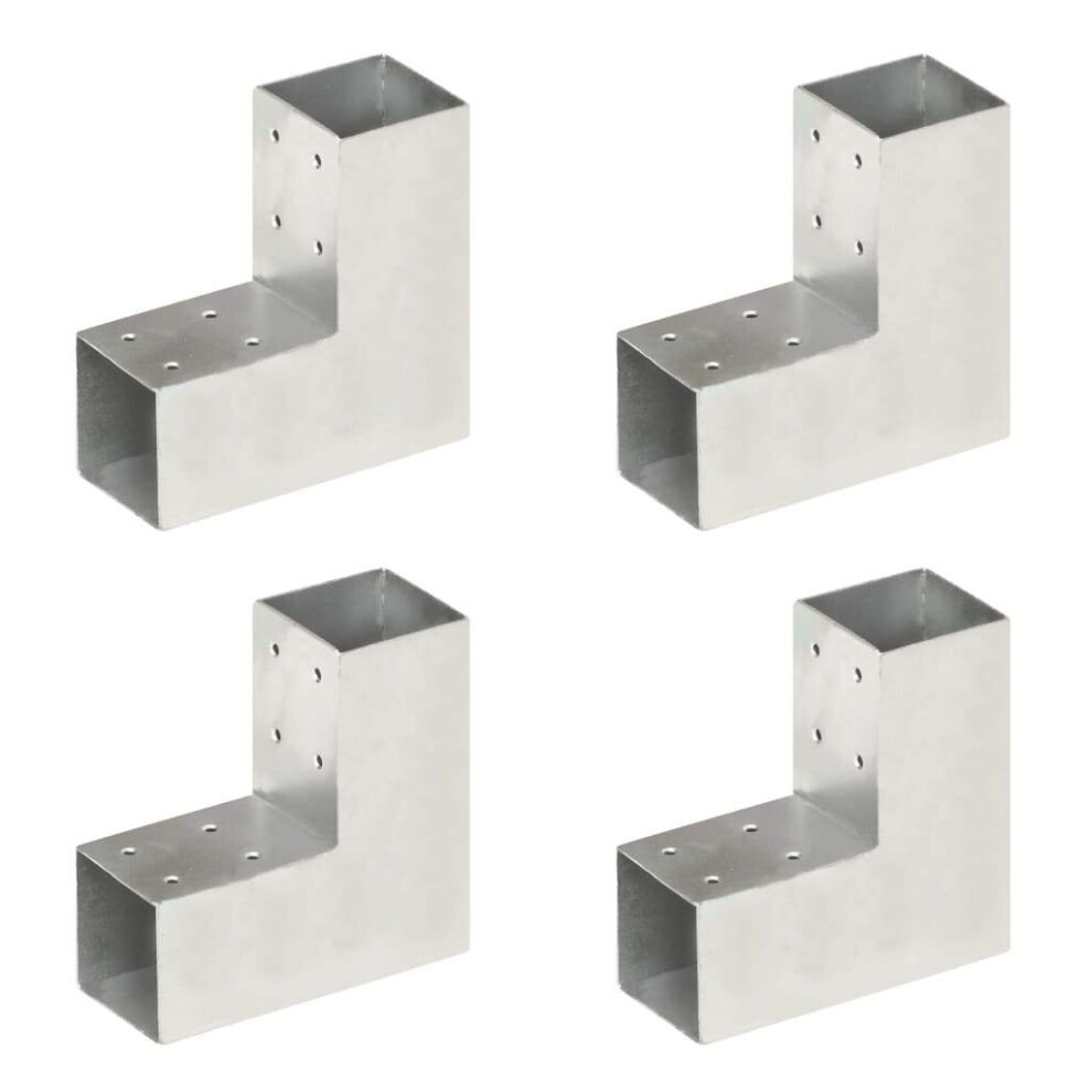 vidaXL 4x Post Connectors L Shape Galvanised Metal 71x71mm Wood Beams Support