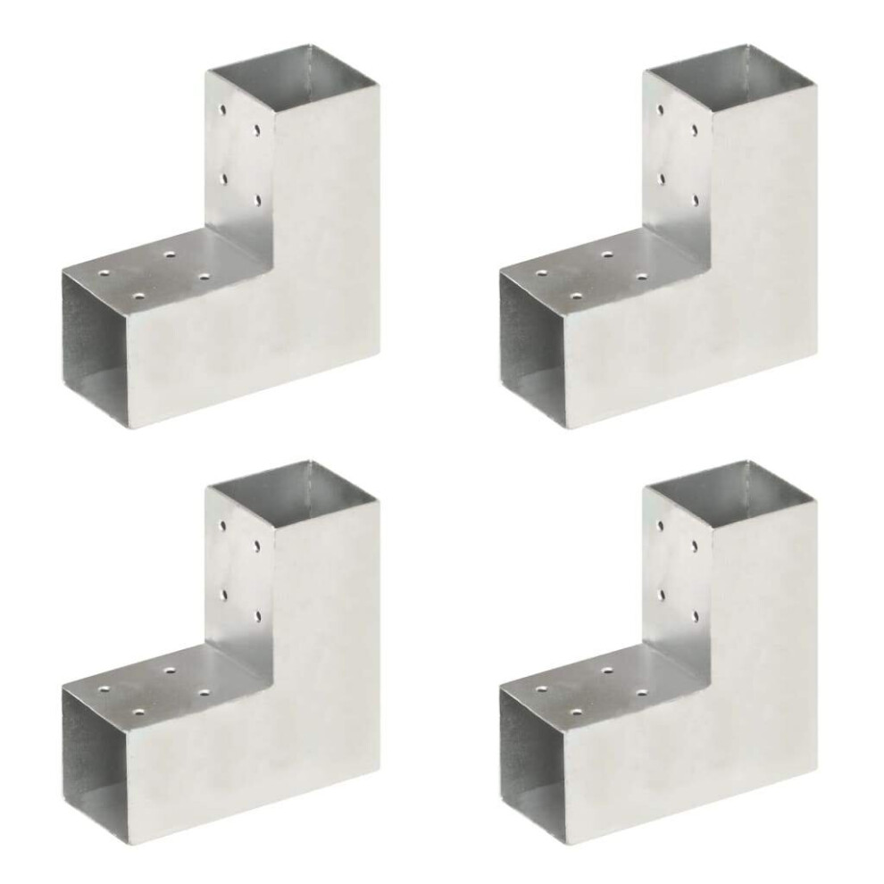 vidaXL  Post Connectors 4 pcs L Shape Galvanised Metal 71x71 mm