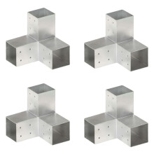 vidaXL 4x Post Connectors Y Shape Galvanised Metal 81x81mm Wood Beams Support