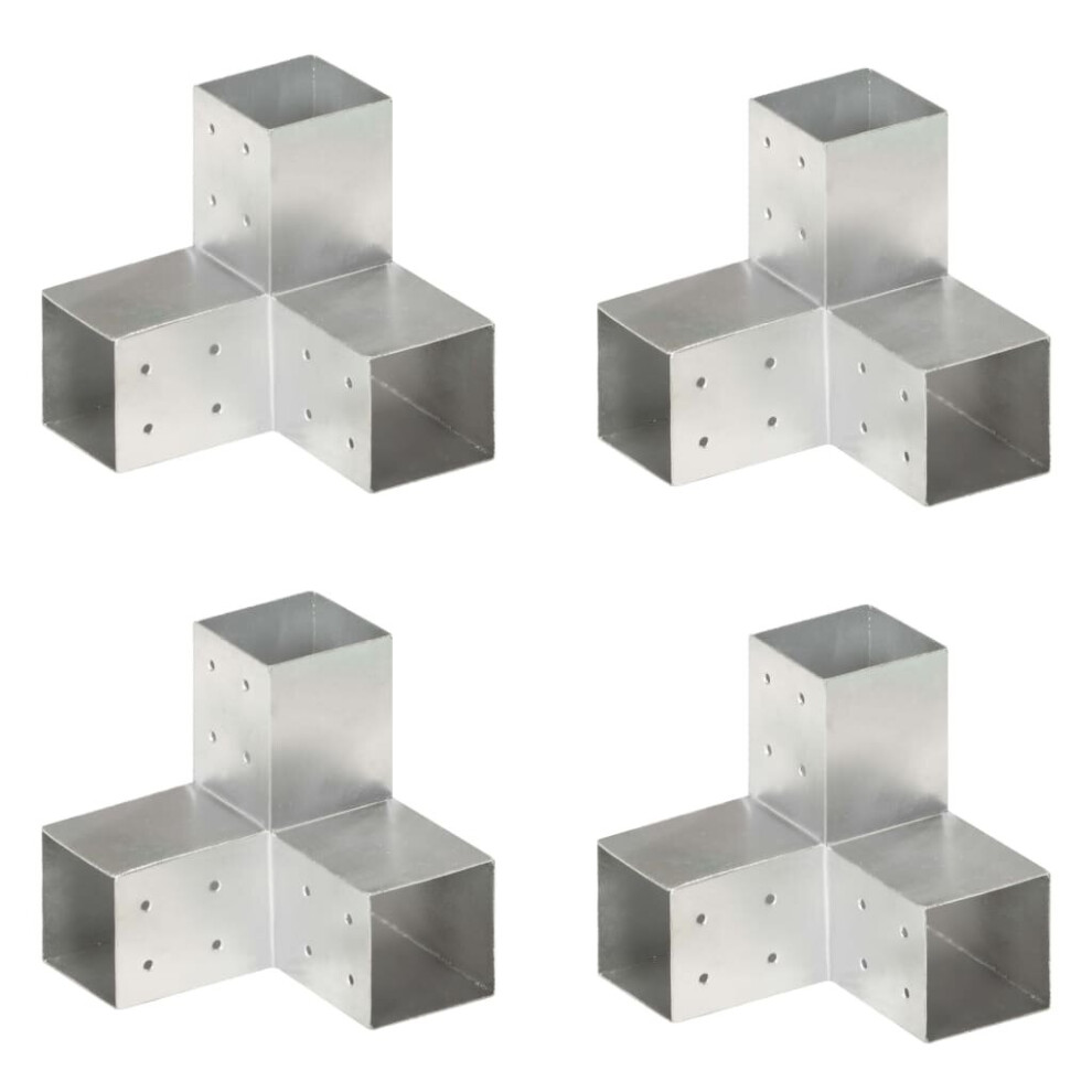 vidaXL 4x Post Connectors Y Shape Galvanised Metal 81x81mm Wood Beams Support