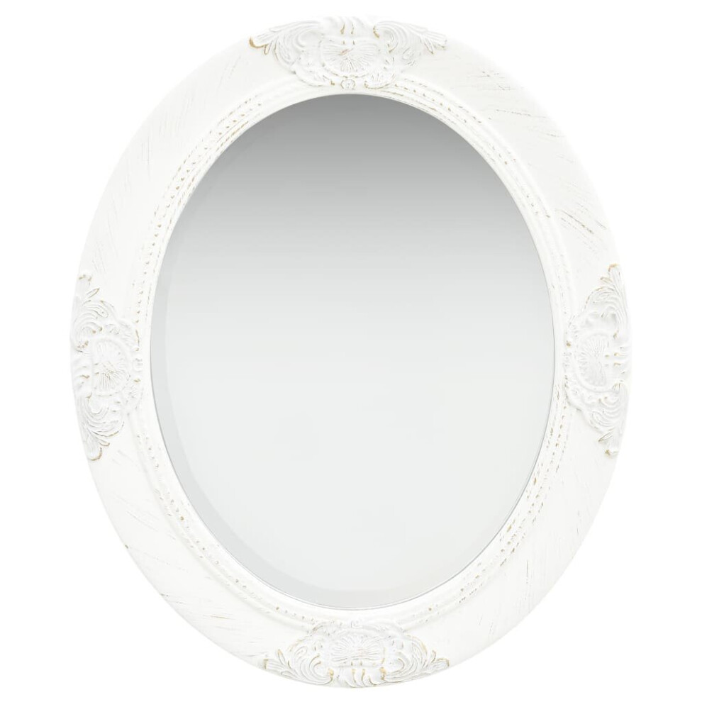 Vidaxl Wall Mirror Baroque Style 50X60 Cm White Hanging Mirror Bathroom Mirror