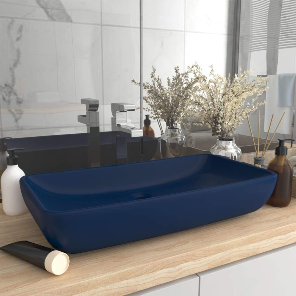 vidaXL  Luxury Basin Rectangular Matt Dark Blue 71x38 cm Ceramic