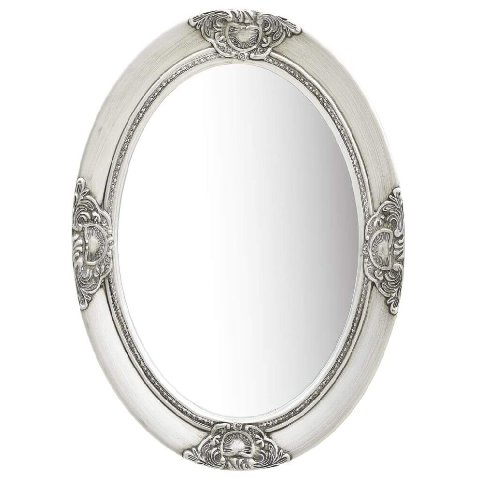 vidaXL Wall Mirror Baroque Style 50x70 cm Silver Hanging Makeup Bathroom Decor