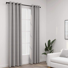vidaXL 2x Linen-Look Blackout Curtains with Grommets Grey 140x225cm Drape