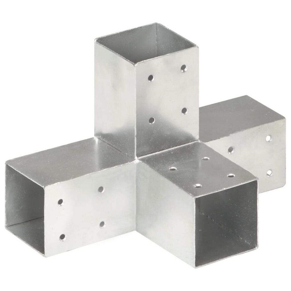 vidaXL Post Connector X Shape Galvanised Metal 71x71mm Wood Beams Shoe Support