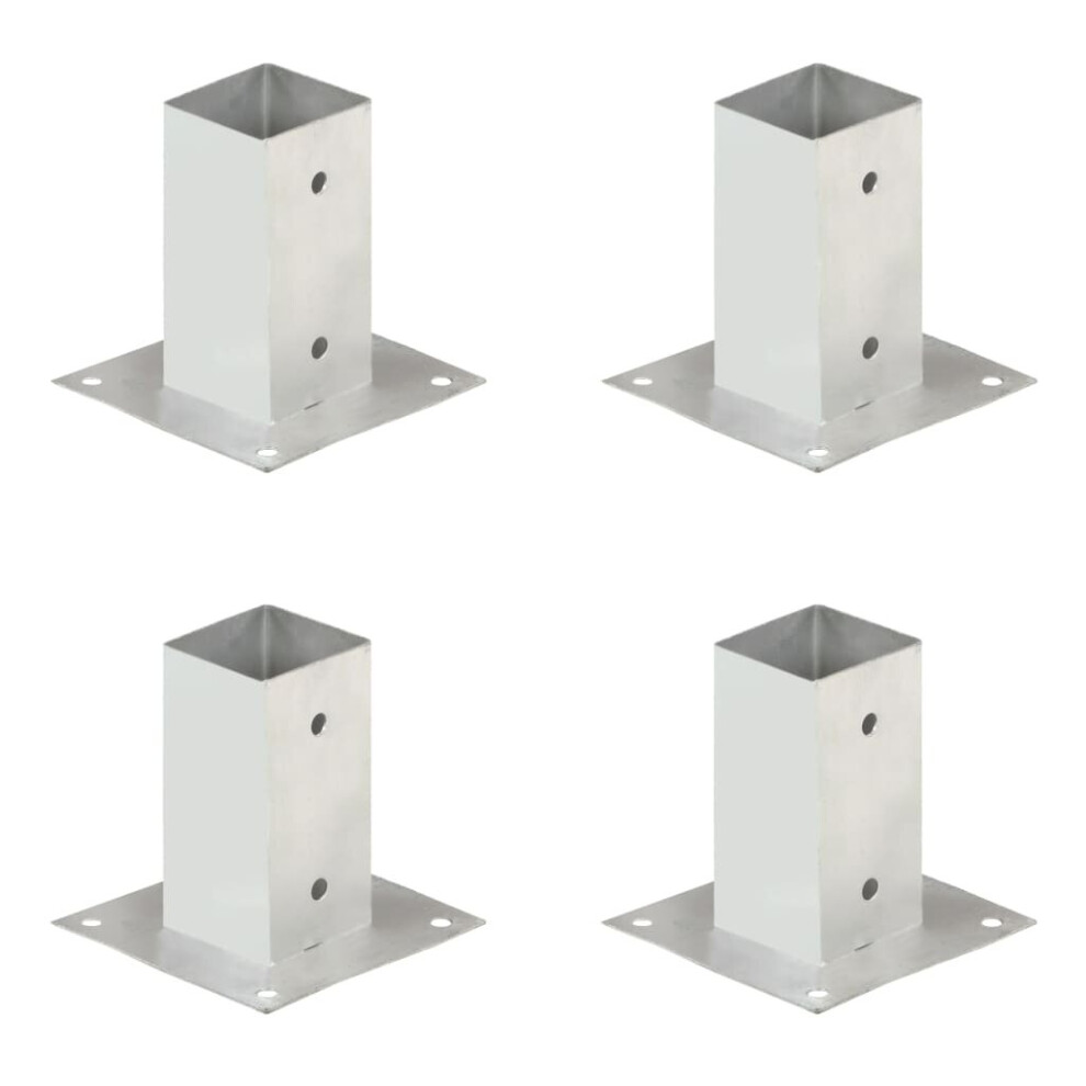 vidaXL 4x Post Anchor Galvanised Metal 71mm Fence Barrier Square Support Base