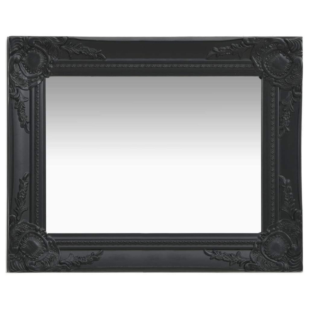 Vidaxl Wall Mirror Baroque Style 50X40 Cm Black Hanging Mirror Bathroom Mirror
