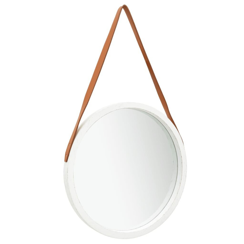 vidaXL  Wall Mirror with Strap 50 cm White