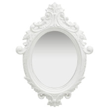 vidaXL Wall Mirror Castle Style White Hanging Mirror Antique Mirror Bathroom