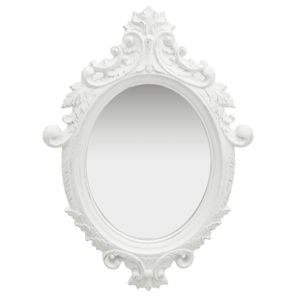 vidaXL Wall Mirror Castle Style White Hanging Mirror Antique Mirror Bathroom
