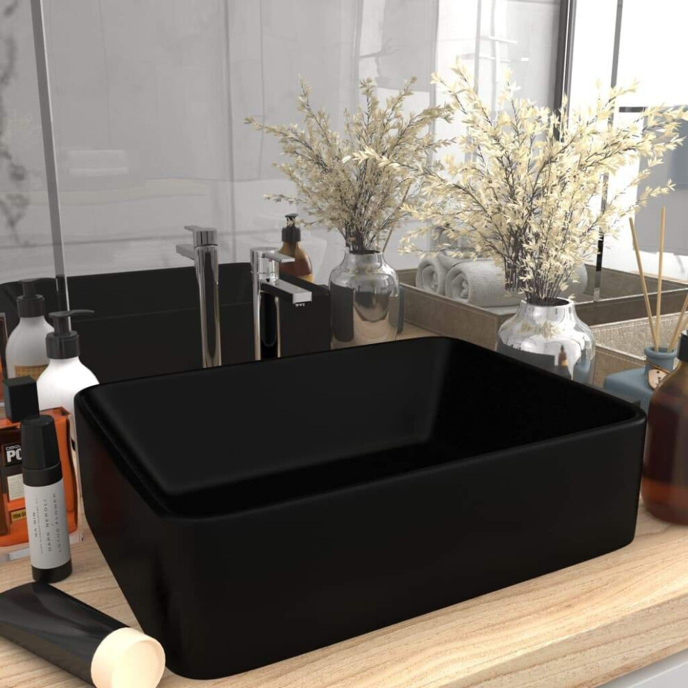 vidaXL Luxury Wash Basin Matt Black Ceramic Bathroom Above Counter Vanity Sink