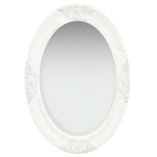 vidaXL Wall Mirror Baroque Style 50x70 cm White Hanging Bathroom Decoration