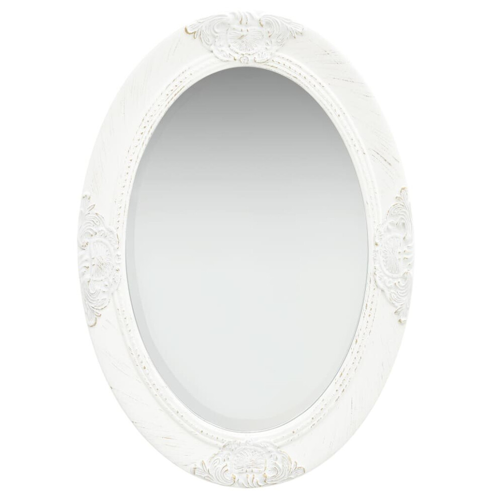 vidaXL Wall Mirror Baroque Style 50x70 cm White Hanging Bathroom Decoration