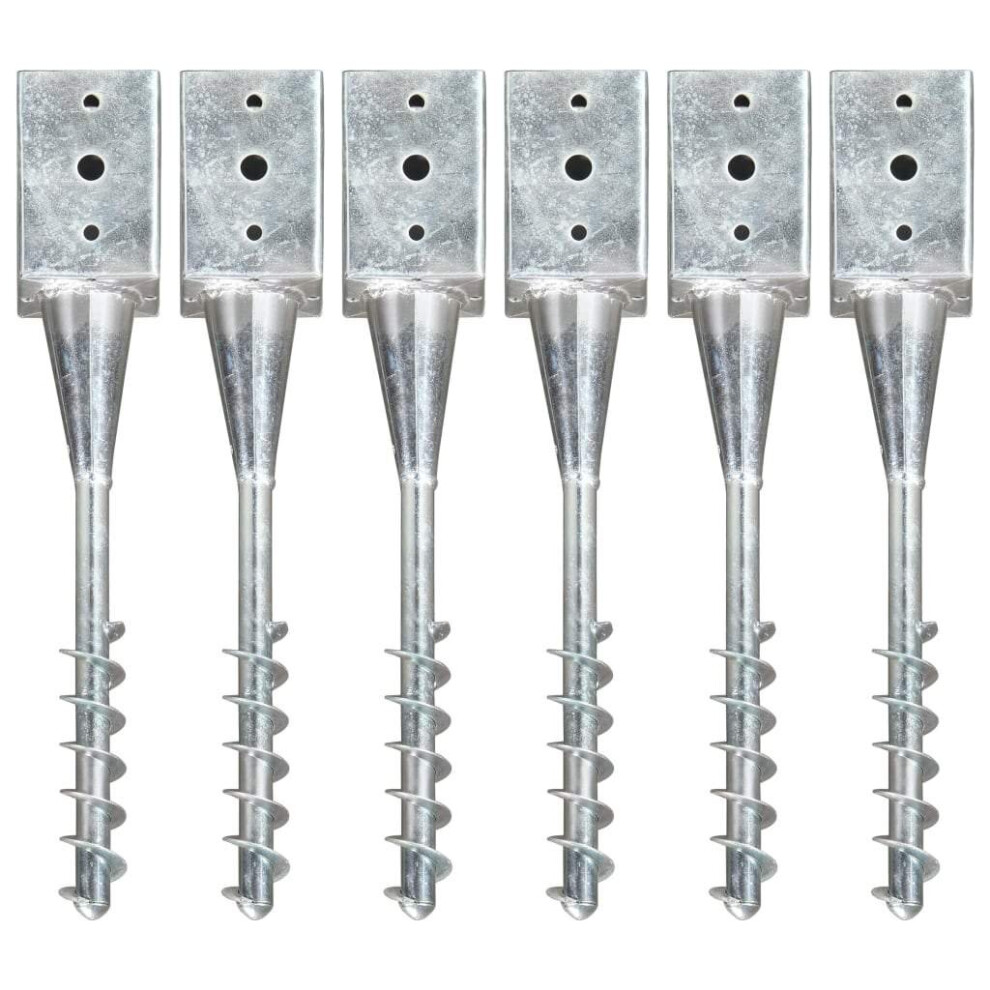 vidaXL  Ground Spikes 6 pcs Silver 9x9x56 cm Galvanised Steel