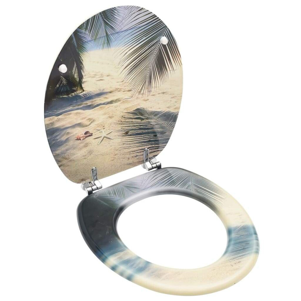 vidaXL  WC Toilet Seat with Lid MDF Beach Design