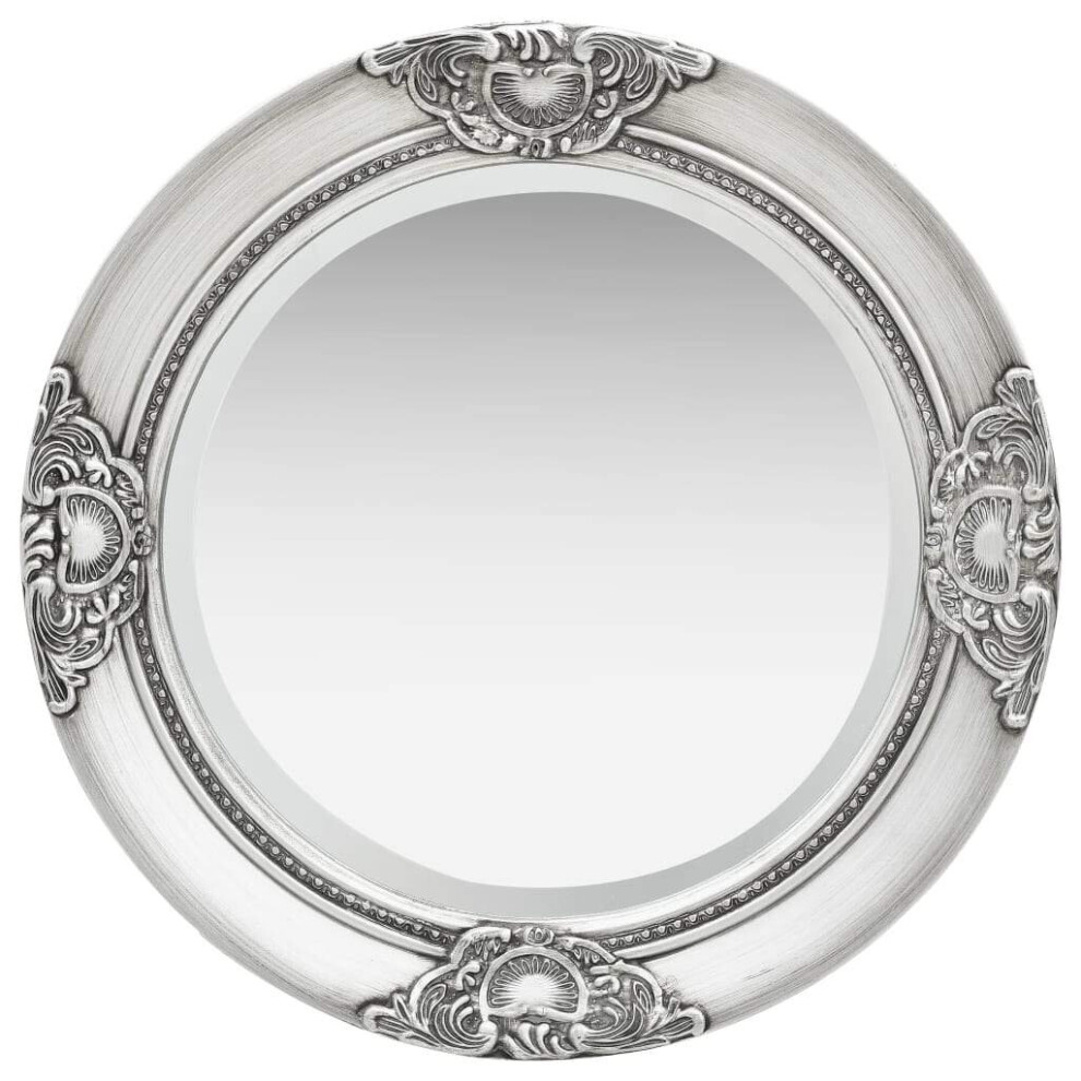 Vidaxl Wall Mirror Baroque Style 50 Cm Silver Hanging Mirror Antique Mirror
