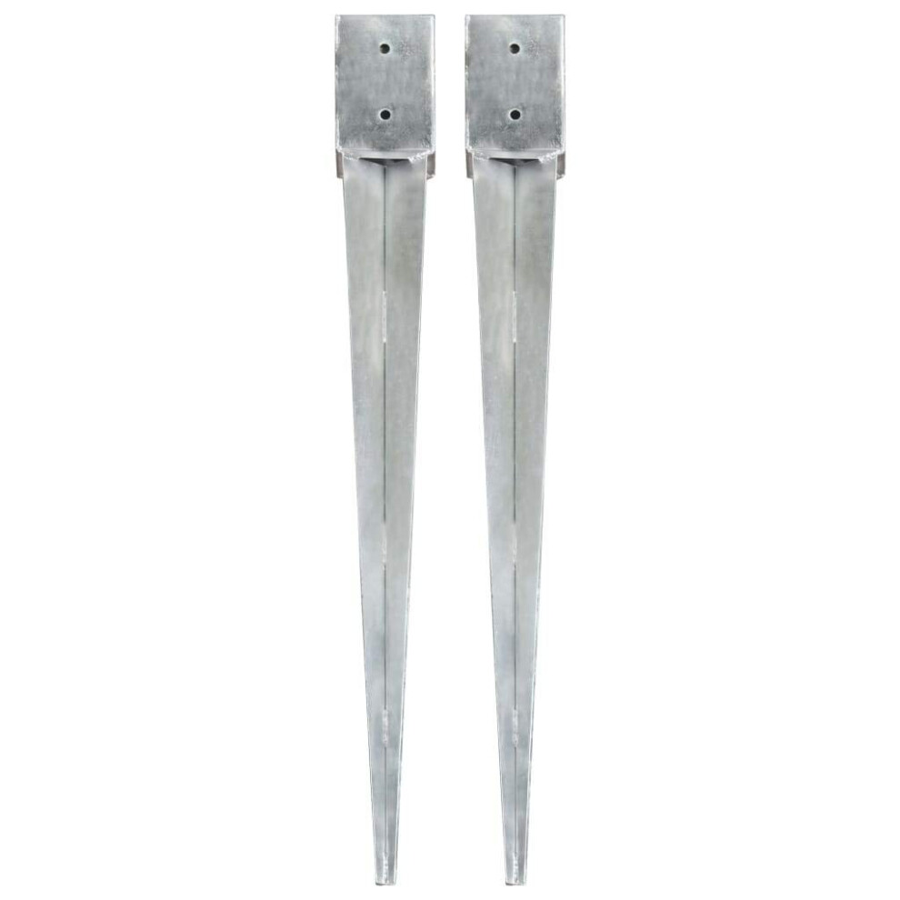 vidaXL  Ground Spikes 2 pcs Silver 10x10x91 cm Galvanised Steel