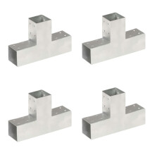 vidaXL 4x Post Connectors T Shape Galvanised Metal 71x71mm Wood Beams Support