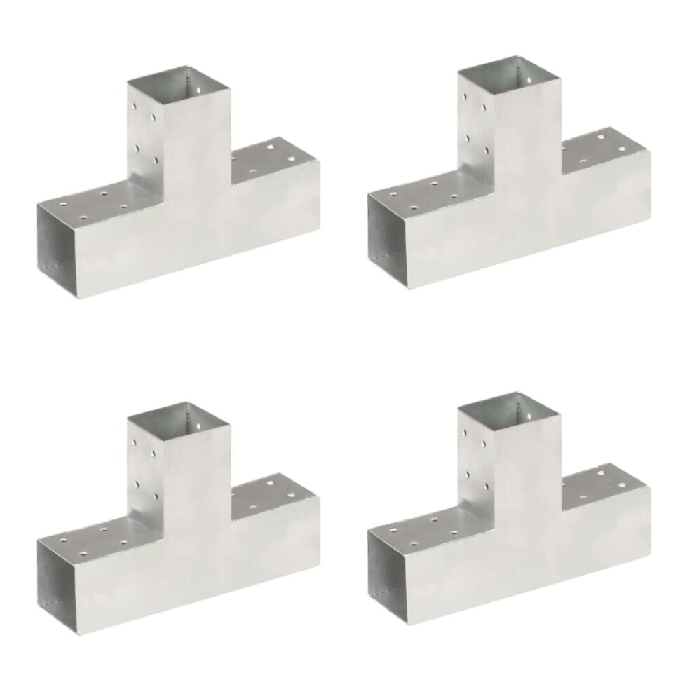 vidaXL  Post Connectors 4 pcs T Shape Galvanised Metal 71x71 mm