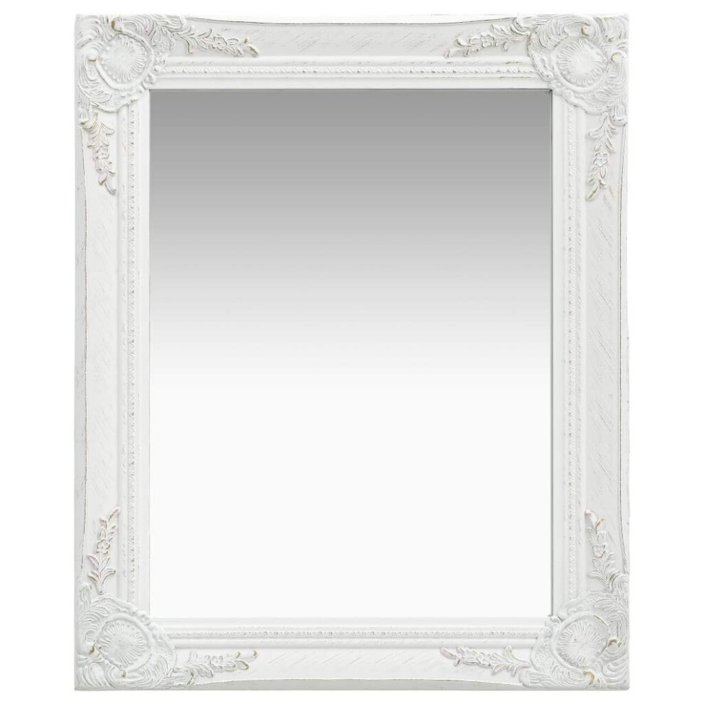 vidaXL  Wall Mirror Baroque Style 50x60 cm White