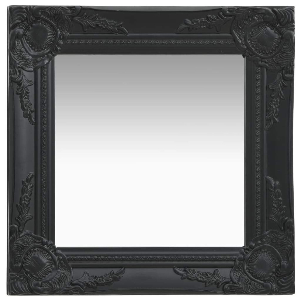 vidaXL Wall Mirror Baroque Style 40x40 cm Black Hanging Mirror Bathroom Mirror