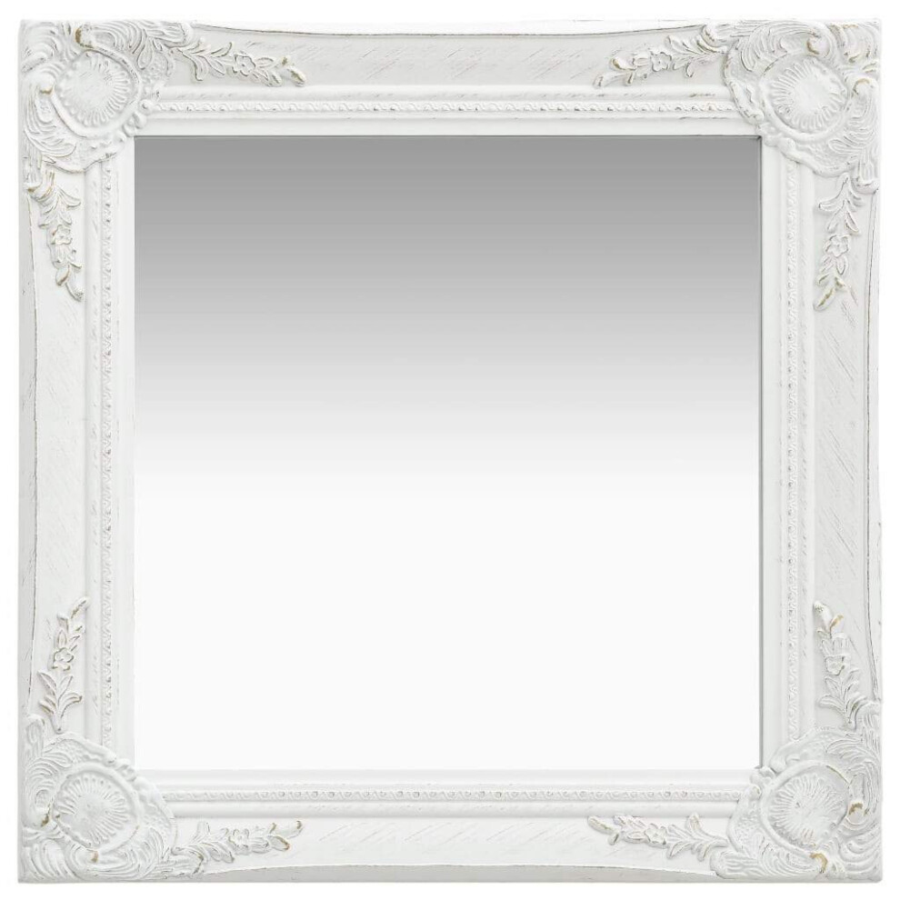 vidaXL  Wall Mirror Baroque Style 50x50 cm White