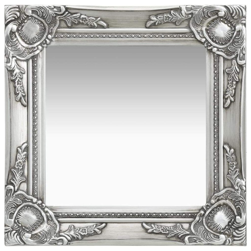 Vidaxl Wall Mirror Baroque Style 40X40 Cm Silver Hanging Mirror Antique Mirror