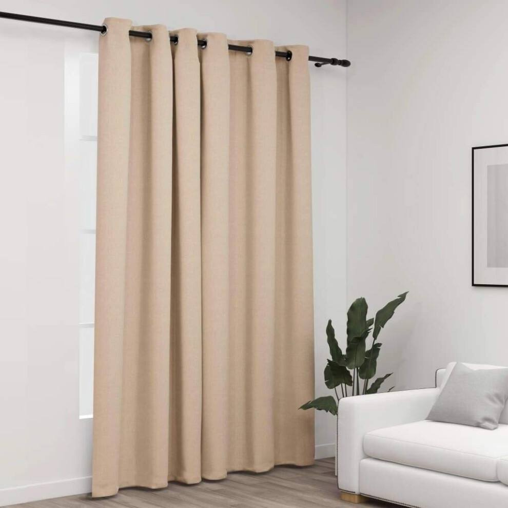 vidaXL  Linen-Look Blackout Curtain with Grommets Beige 290x245cm