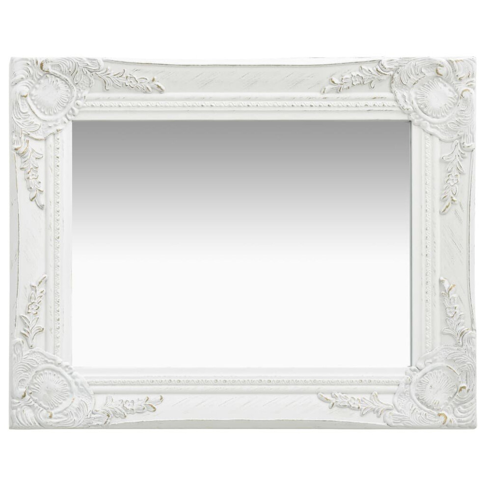 Vidaxl Wall Mirror Baroque Style 50X40 Cm White Hanging Mirror Bathroom Mirror