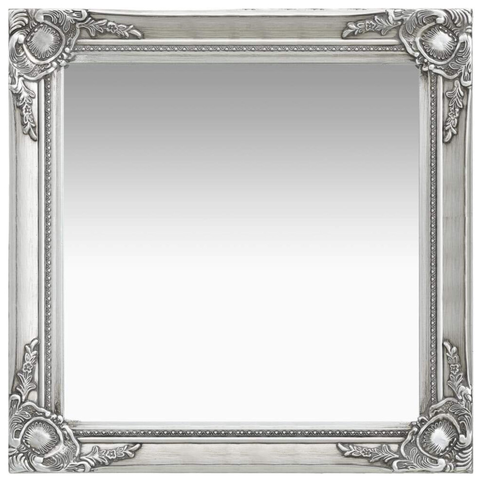 Vidaxl Wall Mirror Baroque Style 60X60 Cm Silver Hanging Mirror Antique Mirror