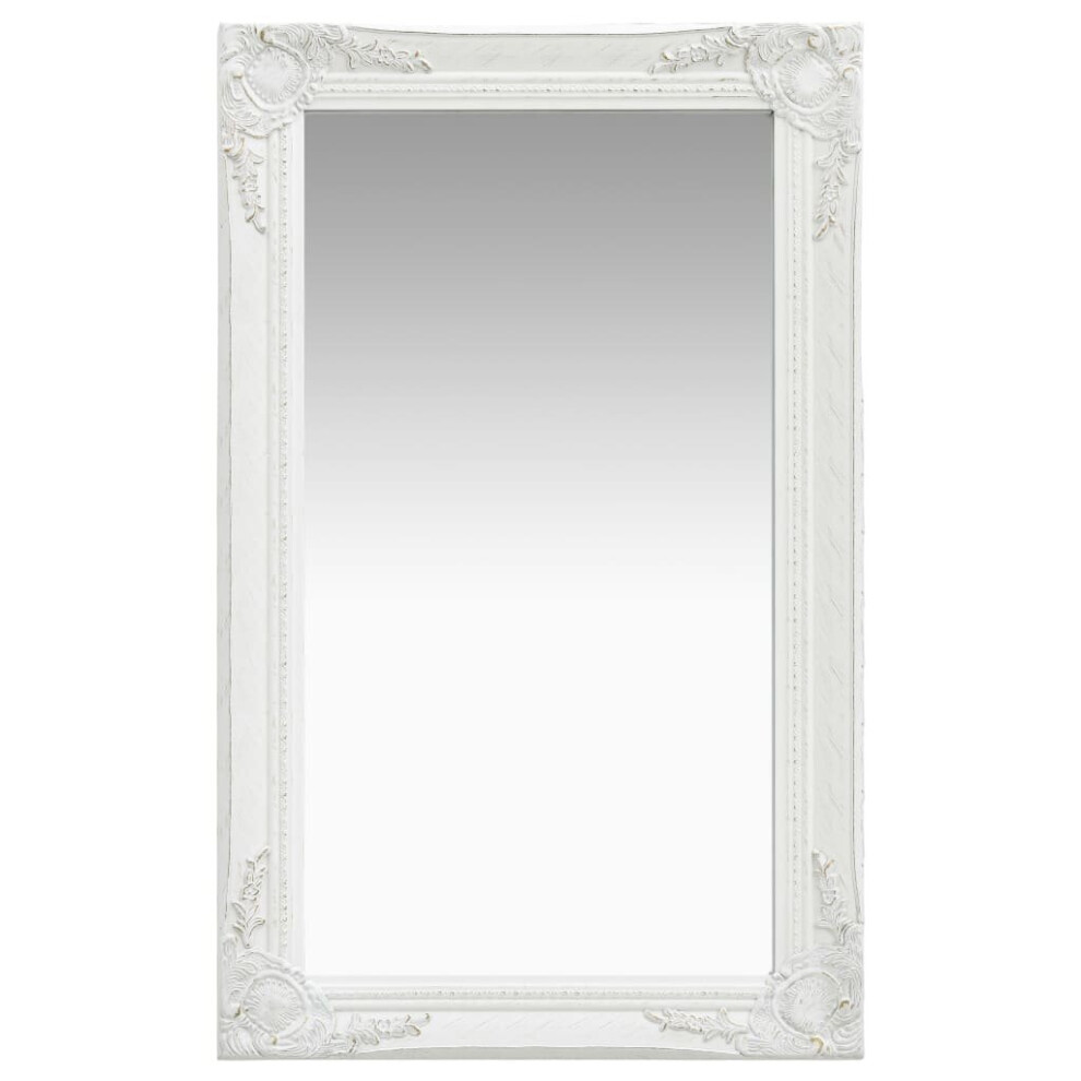 vidaXL Wall Mirror Baroque Style 50x80 cm White Hanging Mirror Bathroom Mirror