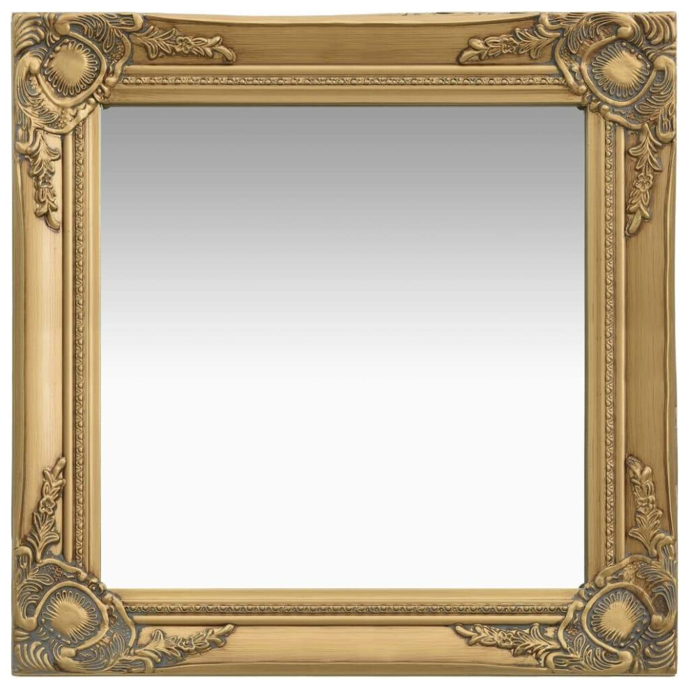 Vidaxl Wall Mirror Baroque Style 50X50 Cm Gold Hanging Mirror Bathroom Mirror