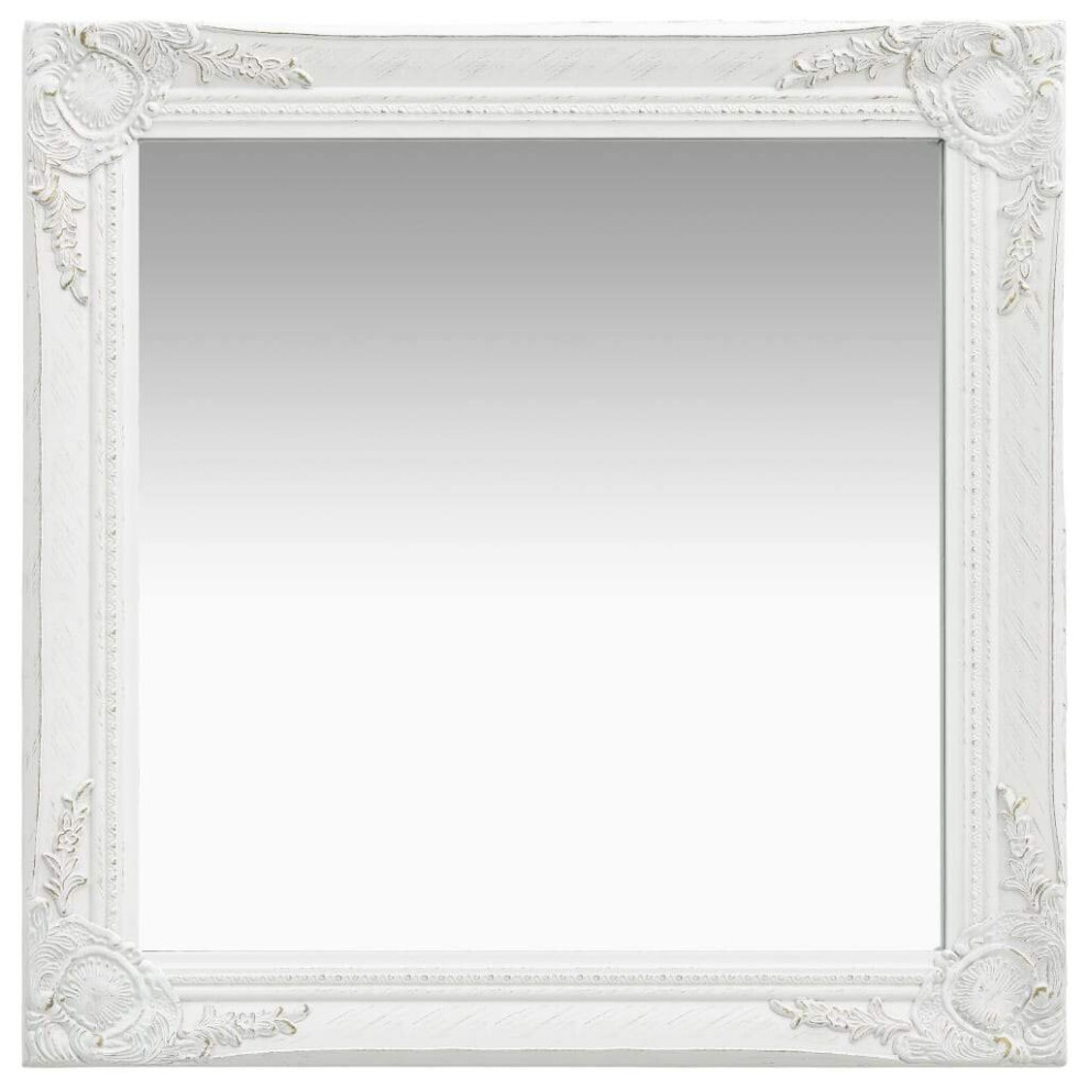 vidaXL  Wall Mirror Baroque Style 60x60 cm White