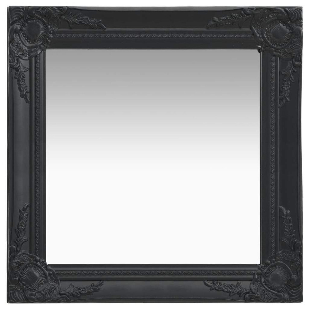Vidaxl Wall Mirror Baroque Style 50X50 Cm Black Hanging Mirror Bathroom Mirror