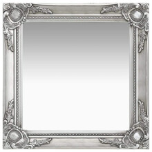 vidaXL Wall Mirror Baroque Style 50x50 cm Silver Hanging Mirror Antique Mirror