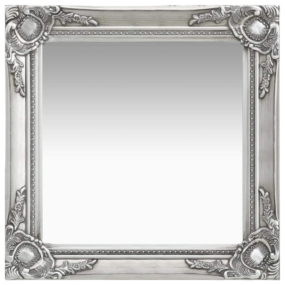 Vidaxl Wall Mirror Baroque Style 50X50 Cm Silver Hanging Mirror Antique Mirror