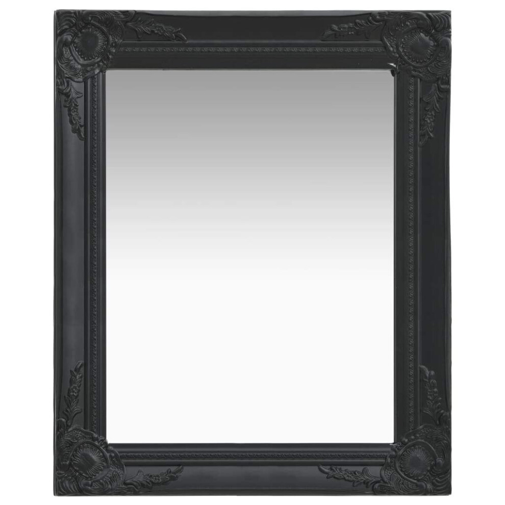 vidaXL Wall Mirror Baroque Style 50x60 cm Black Hanging Mirror Bathroom Mirror
