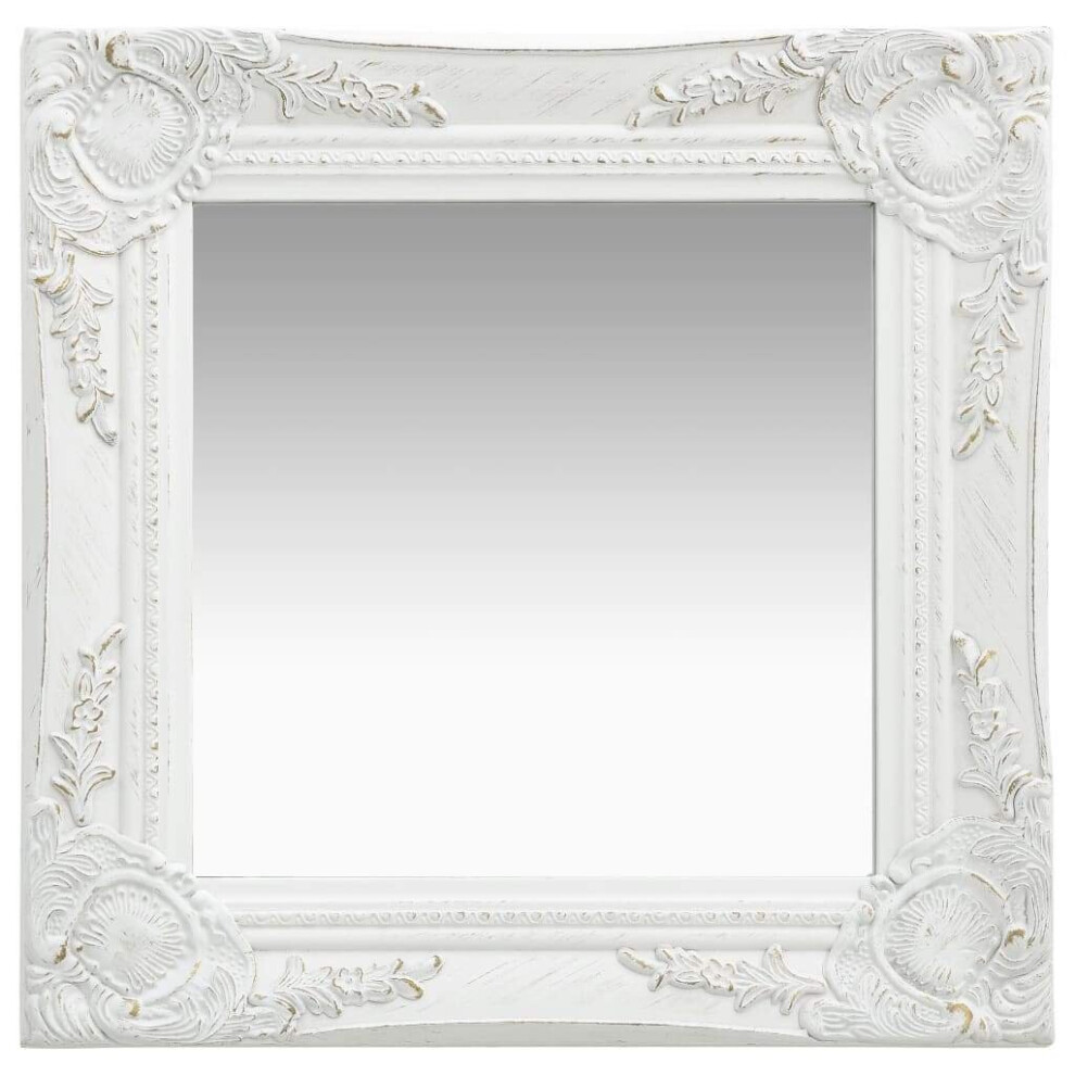vidaXL Wall Mirror Baroque Style 40x40 cm White Hanging Mirror Bathroom Mirror