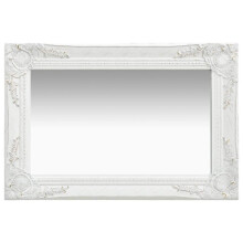vidaXL Baroque Style Wall Mirror 60x40 cm White - Beveled, Ornate Wooden Frame, Wall-Mount 8720286009468
