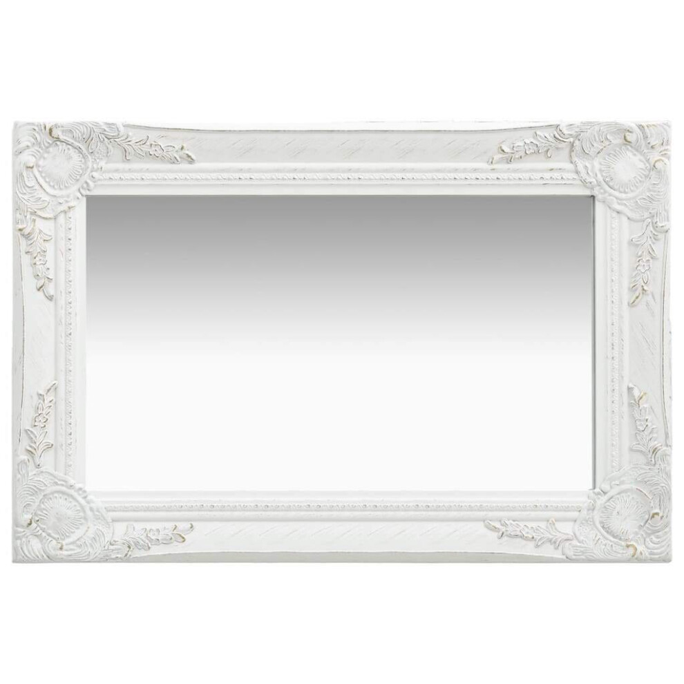 vidaXL Wall Mirror Baroque Style 60x40 cm White Hanging Mirror Antique Mirror
