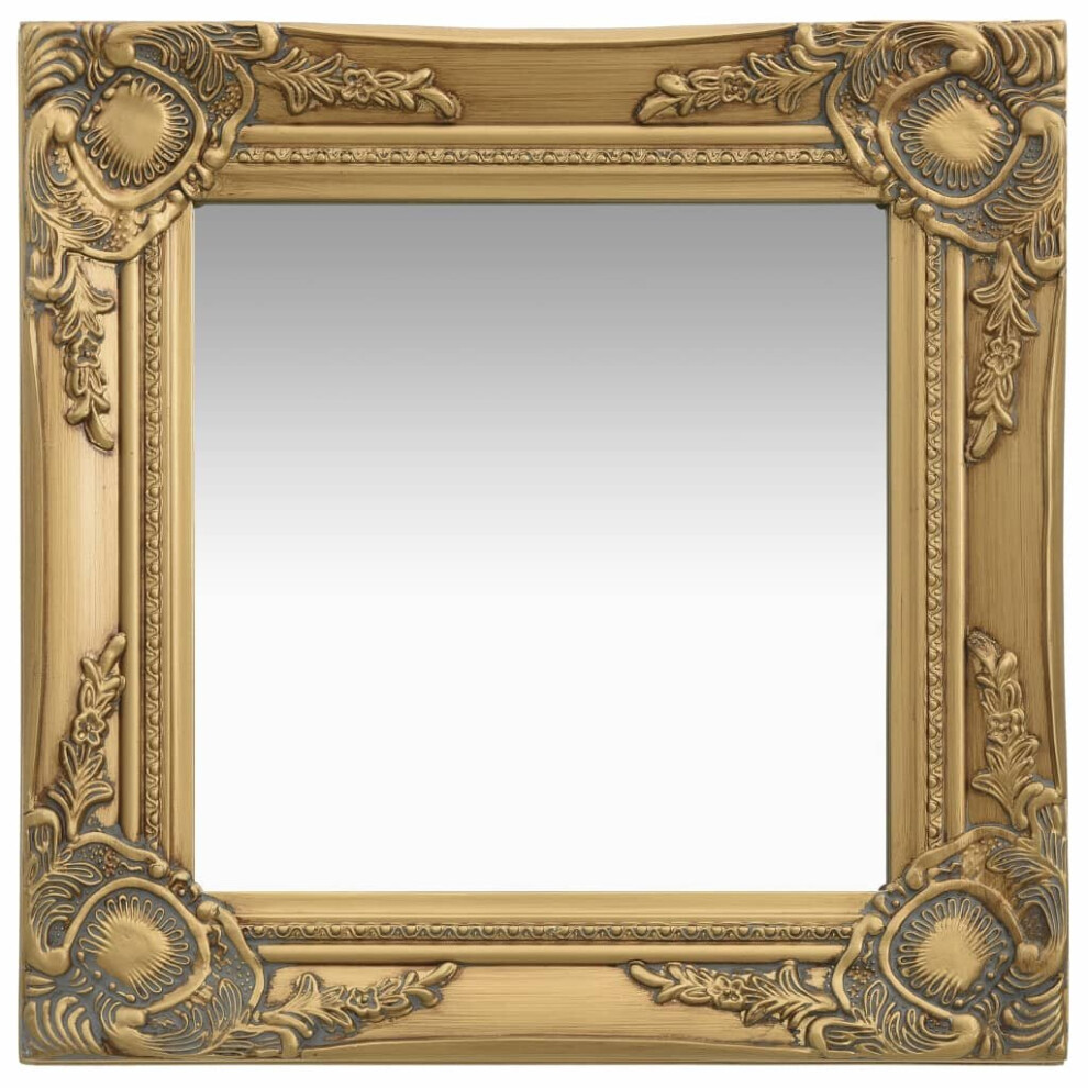 vidaXL Wall Mirror Baroque Style 40x40 cm Gold Hanging Mirror Bathroom Mirror