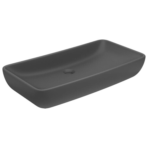 vidaXL Luxury Basin Rectangular Matt Dark Grey Ceramic Counter Top Wash Sink 1