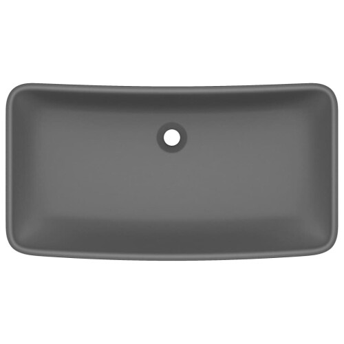 vidaXL Luxury Basin Rectangular Matt Dark Grey Ceramic Counter Top Wash Sink 2