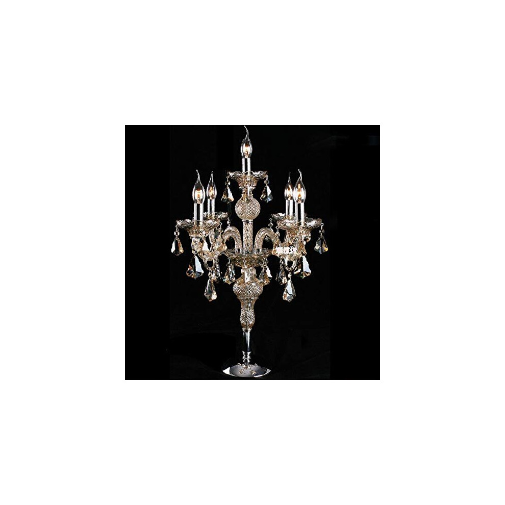 Wdw (5 Arms Table Lamp) 8118 Genuine K9 Crystal Chandelier Champagne 2, 5, 6, 7, 8,10,12,15, 18, 32 Arms