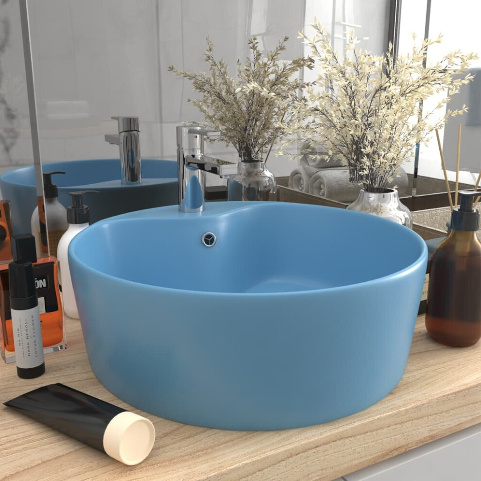 Vidaxl Luxus-Waschbecken Mit Überlauf Matt Hellblau 36X13 Cm Keramik 8720286037386