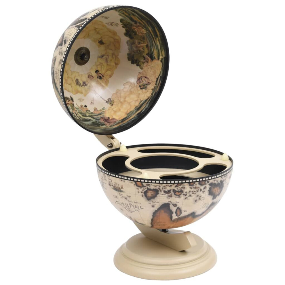 Vidaxl Eucalyptus Wood Tabletop Globe Bar Wine Stand White Wooden Wine Cabinet