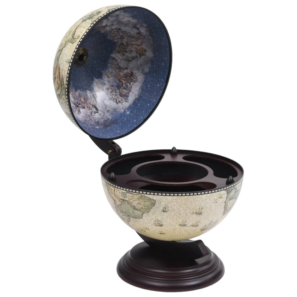 vidaXL Tabletop Globe Bar Wine Stand Eucalyptus Wood Green Liquor Storage