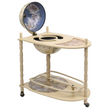 vidaXL Eucalyptus Wood Freestanding Globe Bar Wind Stand Green Drink Cabinet